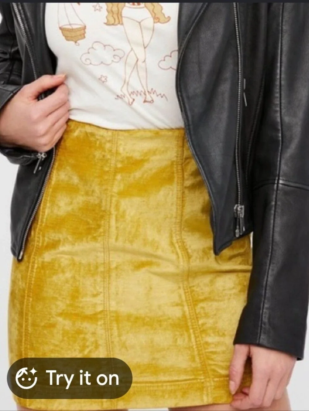 Free People Modern Femme Chartreuse Velvet Mini Skirt